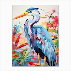Colourful Bird Painting Great Blue Heron 6 Canvas Print