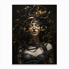 Woman With Black Hair Canvas Print