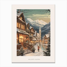 Vintage Winter Poster Hallstatt Austria 3 Canvas Print