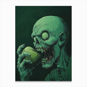 Scary Zombie Eating An Apple 13 Canvas Print