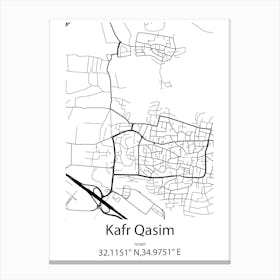 Kafr Qasim,Israel Minimalist Map Canvas Print