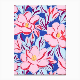 Cobalt Magnolia Pink & Blue Canvas Print