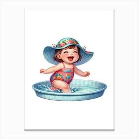 Little Girl In The Pool Canvas Print