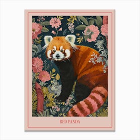 Floral Animal Painting Red Panda 4 Poster Canvas Print