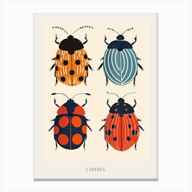 Colourful Insect Illustration Ladybug 32 Poster Canvas Print