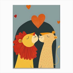 Kissing Lions Canvas Print