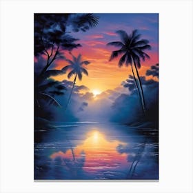 Sunset Over The Water Canvas Print