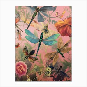 Dragonfly Collage Bright Colours 4 Canvas Print