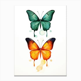 Watercolor Butterflies Isolated On White Background 1 Canvas Print