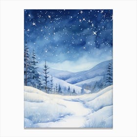 Winter Landscape Watercolor Painting 4 Canvas Print