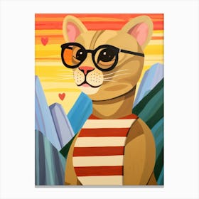 Little Mountain Lion 2 Wearing Sunglasses Canvas Print