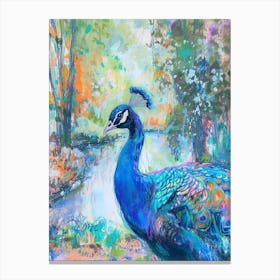 Colourful Peacock Portrait 1 Canvas Print