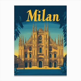 Aihrgdesign A Vintage Travel Poster Of Milan 1 Canvas Print