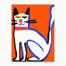 Cat On Orange Background Canvas Print