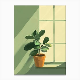 Potted Plant On Window Sill Canvas Print