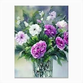Flower Bouquet In Glass Vase 2 Canvas Print
