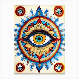 Mandala With An Eye, Symbol, Third Eye Rothko Neutral 1 Canvas Print
