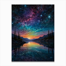 Night Sky Over Lake 1 Canvas Print