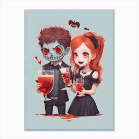 Halloween Cute Couple Canvas Print