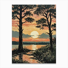 Sunset By The Water Canvas Print