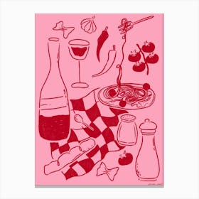 Pink and Red Italian Food Canvas Print
