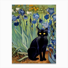 Irisis with black cat, Vincent van Gogh Canvas Print