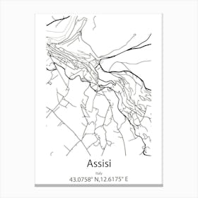 Assisi,Italy Minimalist Map Canvas Print