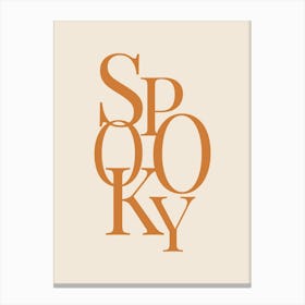 Modern Spooky Typography - Orange & White Canvas Print