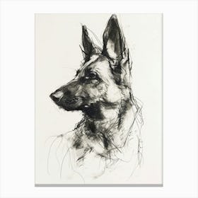 German Shepherd Dog Charcoal Line 1 Canvas Print