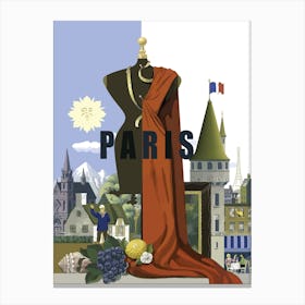 Paris, Collage Of Tourist Attractions Canvas Print