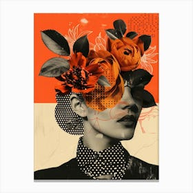 Abstract Painting of a Woman with Flowers Canvas Print