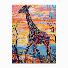 Colourful Giraffe With Patterns 7 Canvas Print