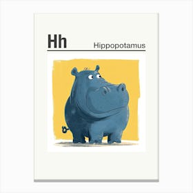 Animals Alphabet Hippopotamus 3 Canvas Print