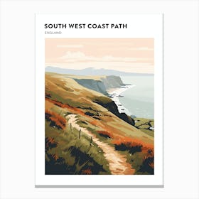 South West Coast Path England 4 Hiking Trail Landscape Poster Canvas Print
