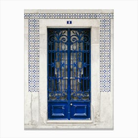 Blue Door in Porto, Lisbon, Blue tiles, Mosaic | Colorful Travel Photography Canvas Print