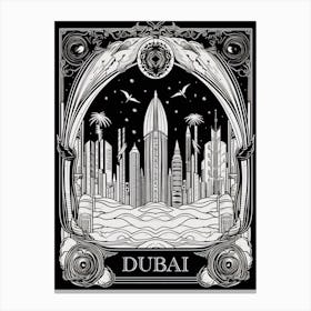 Dubai, United Arab Emirates, Tarot Card Travel  Line Art 3 Canvas Print