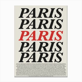 Paris Vintage Typography Canvas Print