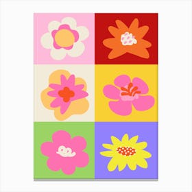 Colorful Flowers Pop Art Canvas Print