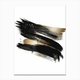 Gold And Black Brush Strokes 31 Canvas Print