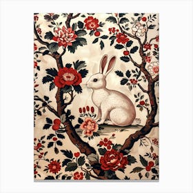 Chinese Lunar Year Of The Rabbit White 2 Full William Morris Style Canvas Print