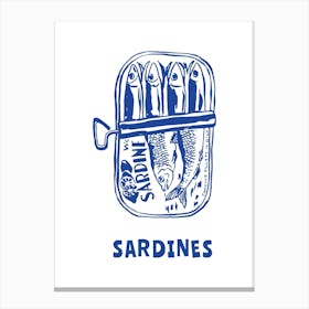 Blue Sardines Tin Poster Canvas Print