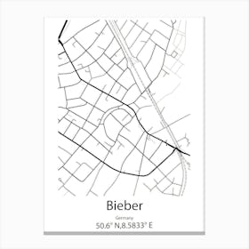 Bieber,Germany Minimalist Map Canvas Print