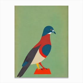 Pigeon Midcentury Illustration Bird Canvas Print