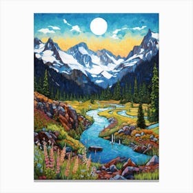 North Cascades National Park Retro Pop Art 13 Canvas Print