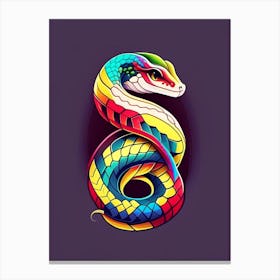 Cape File Snake Tattoo Style Canvas Print