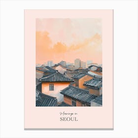 Mornings In Seoul Rooftops Morning Skyline 3 Canvas Print