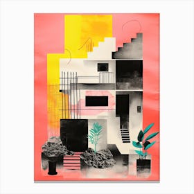 A House In Mumbai, Abstract Risograph Style 1 Canvas Print