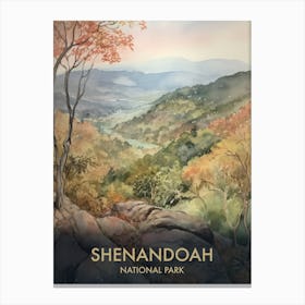 Shenandoah  National Park Watercolour Vintage Travel Poster 3 Canvas Print