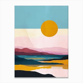 Sunset In The Mountains, Boho Canvas Print