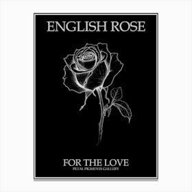 English Rose Black And White Line Drawing 9 Poster Inverted Canvas Print